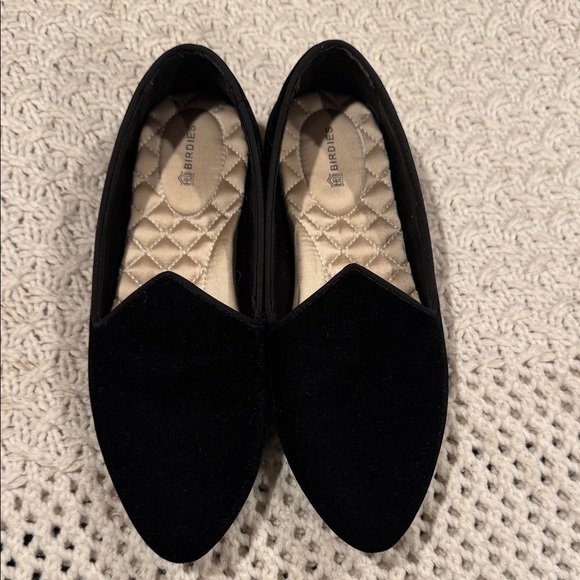 Birdies Shoes - Birdies Women's Elegant  Flats Black Velvet  - The Heron 7/5
